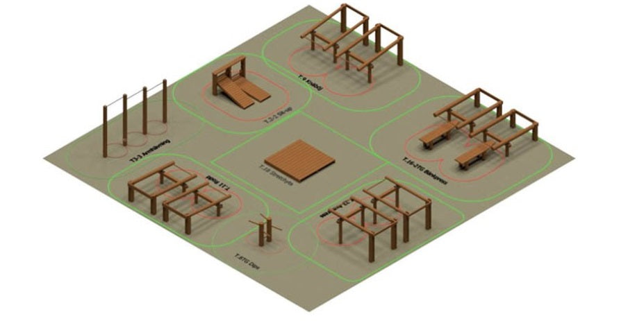 utegym i trä mellanpaketet