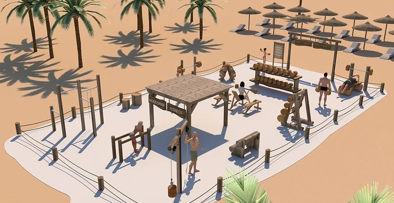 Utegym i trä, strandgyms-serien
